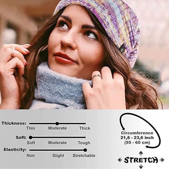 Forbusite Slouch Hood multicolored ribbed beanie toboggan lined sock hat… - Picture 11 of 12